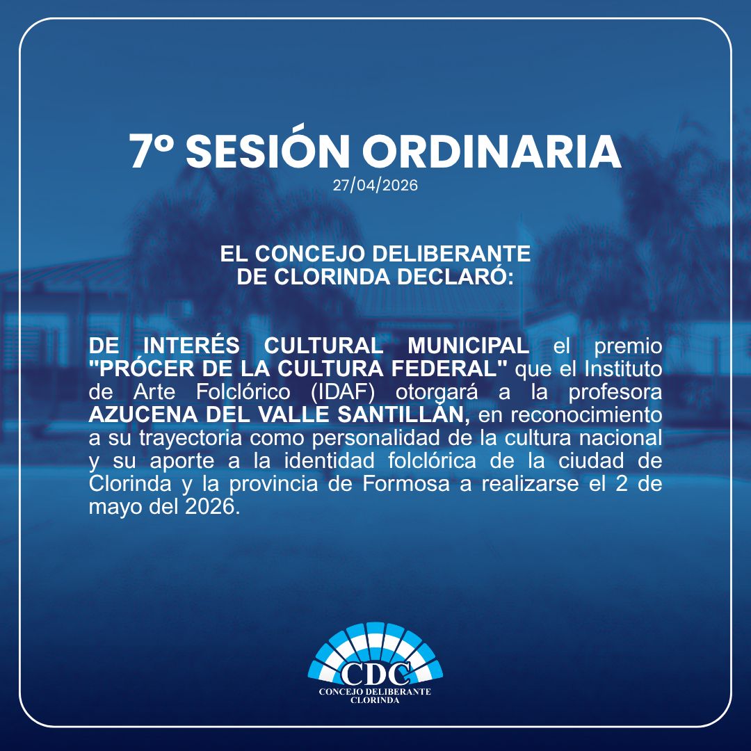 El Concejo Deliberante declaró de Interés Cultural Municipal el premio a la profesora Azucena del Valle Santillán