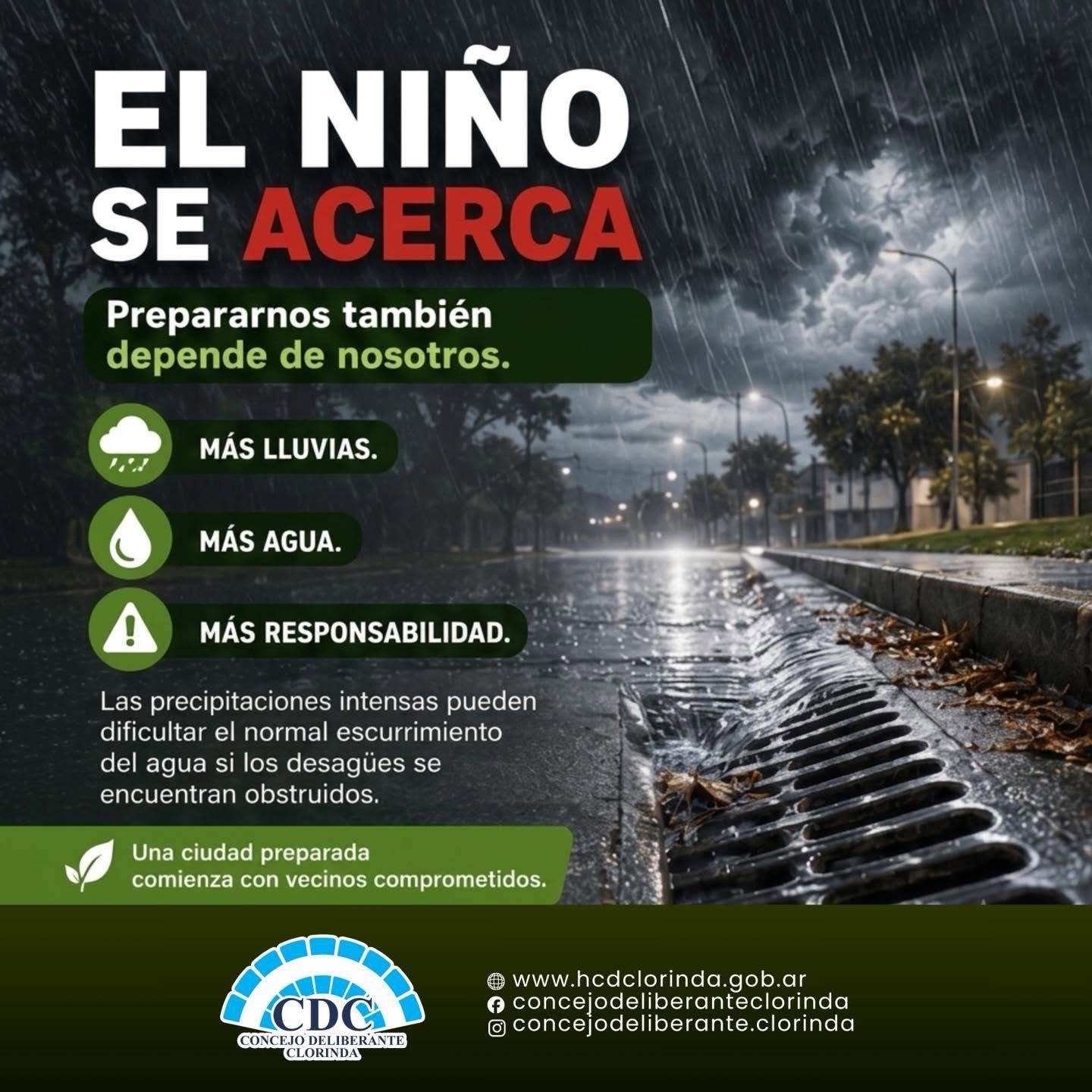El Concejo Deliberante emite recomendaciones preventivas ante la llegada del fenómeno de El Niño