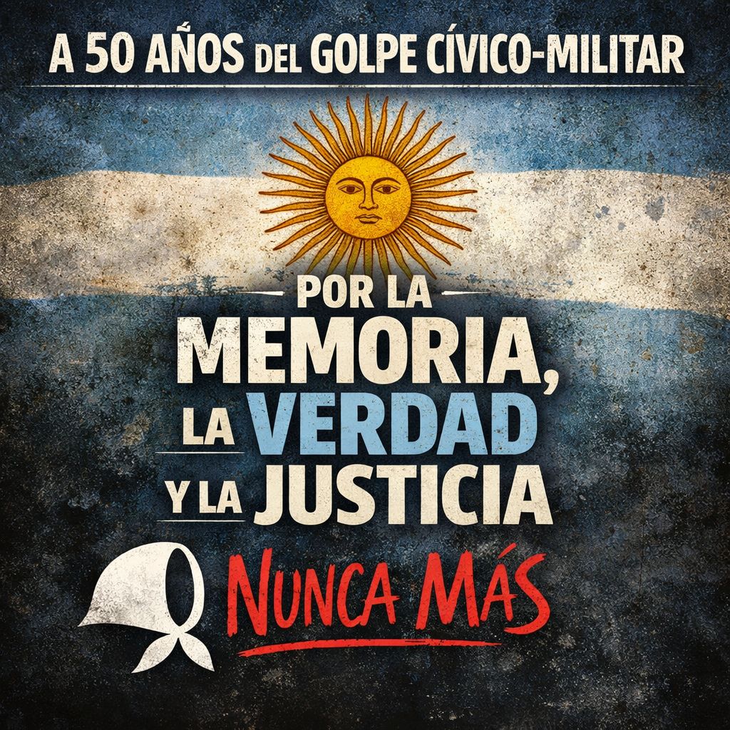 A partir del 24 de marzo, el Concejo Deliberante incorpora el lema por los 50 años del golpe cívico-militar en su papelería oficial